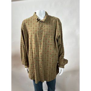 Bob Timberlake Casual Button Shirt Long Sleeve  2XL Green  Woven Stripe Cotton